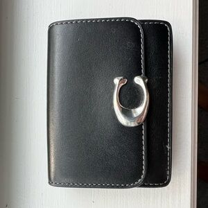 Coach Bandit Wallet Black Leather Silver Hardware
